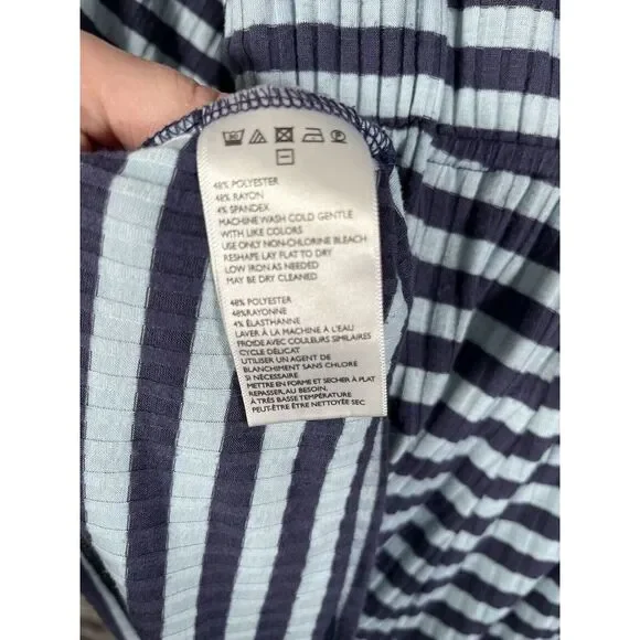 Urban Outfitters Ribbed Knit Surplice Romper Light Blue Striped‎ Summer Beach M - Picture 11 of 12